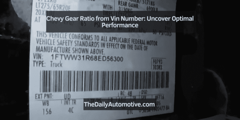 Chevy Gear Ratio from Vin Number