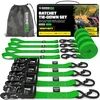 Rhino USA Heavy Duty Ratchet Tie Downs (4-Pack) - 1.6in x 8ft, 5,000lb
