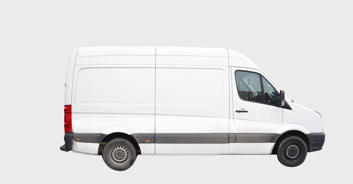 White cargo van seen from the side