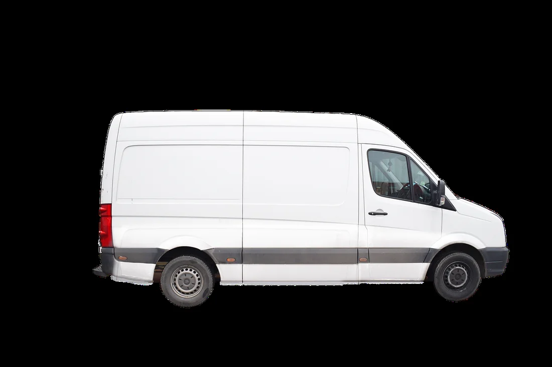 Cargo van side profile illustrating the boxy cargo area shared by Ford Transit trims