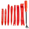 8-piece red nylon auto trim removal tool set with a fastener remover
