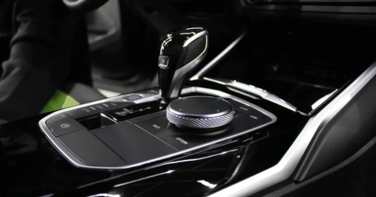 BMW center console gear shifter near the park position