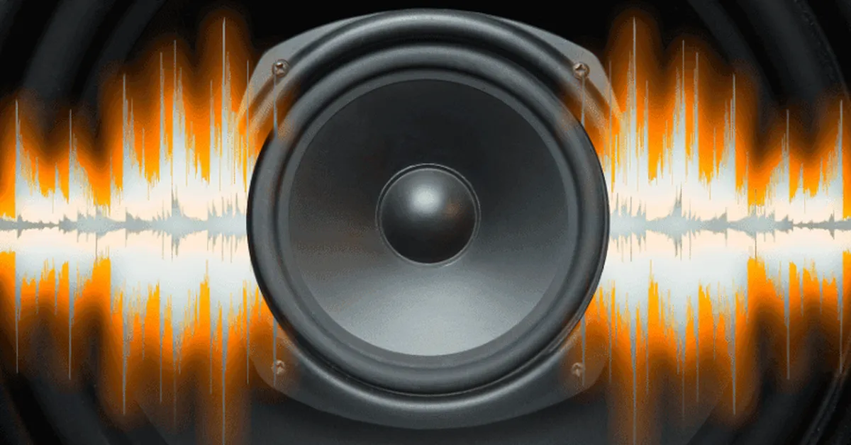 Car audio speaker with a sound wave graphic