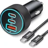 67W 3-Port Super Fast Type C Car Charger USB C for S