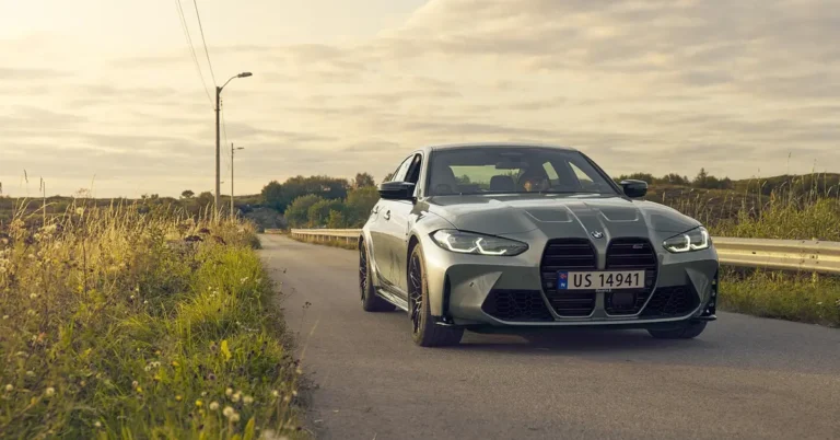 BMW driving on a countryside road