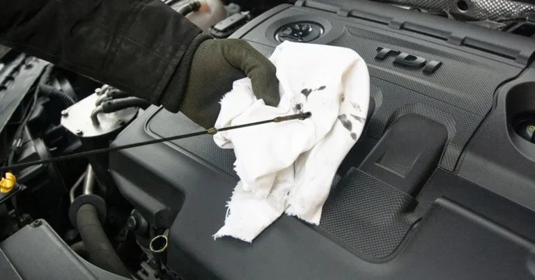 Mechanic changing car oil