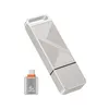 32GB FAT32 USB 3.0 flash drive silver with USB-C adapter