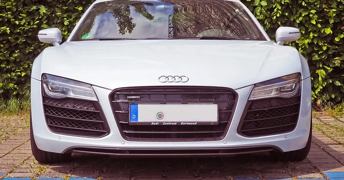Front view of a white Audi R8, relevant to Audi performance and long-term reliability