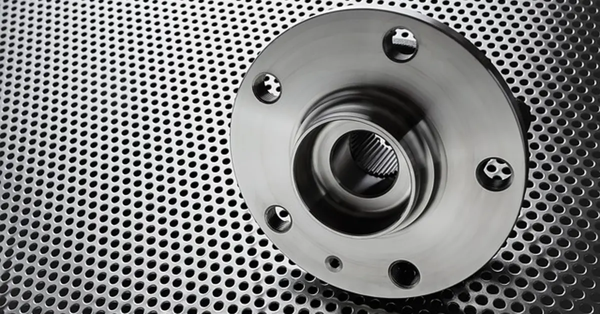 Close-up of a wheel hub and suspension component, relevant to lift kit installation on a Ford F-150 Lightning