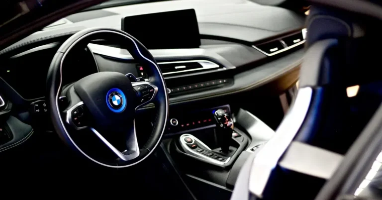 A car dashboard with an integrated touchscreen display
