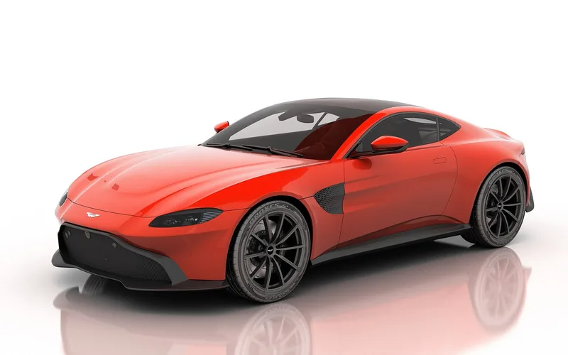 The Aston Martin Vantage is built at the Gaydon, England factory Red Aston Martin Vantage sports car