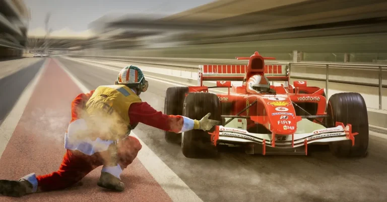 A Formula 1 race car on the track during a race weekend