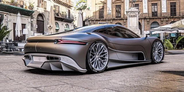 A sleek luxury electric sedan similar in class to the Lucid Air.