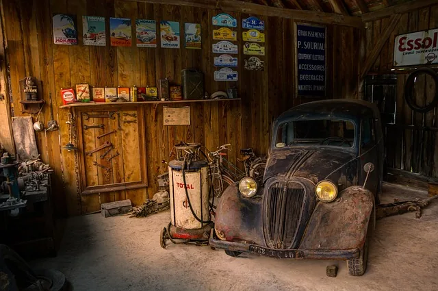 Auto service bay with tools and lift, similar to a Walmart Auto Care Center