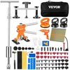 VEVOR 117-piece dent puller kit contents: lifter, bridge puller, slide hammer, suction cups, pull tabs and hot glue gun