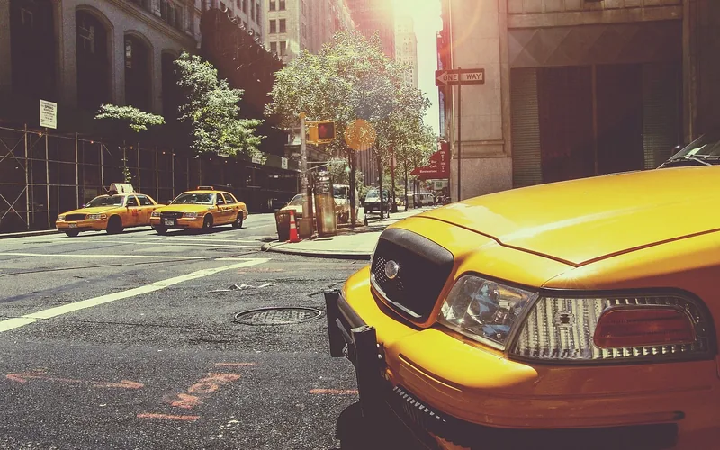 Yellow taxis on a New York City street