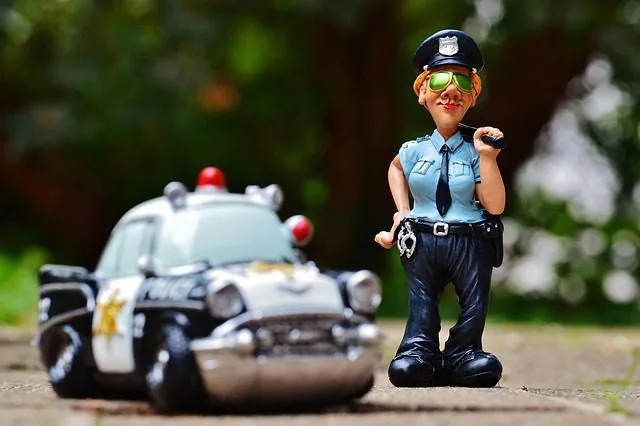 Police vehicle emergency lights visible at night Police vehicle emergency lights visible at night