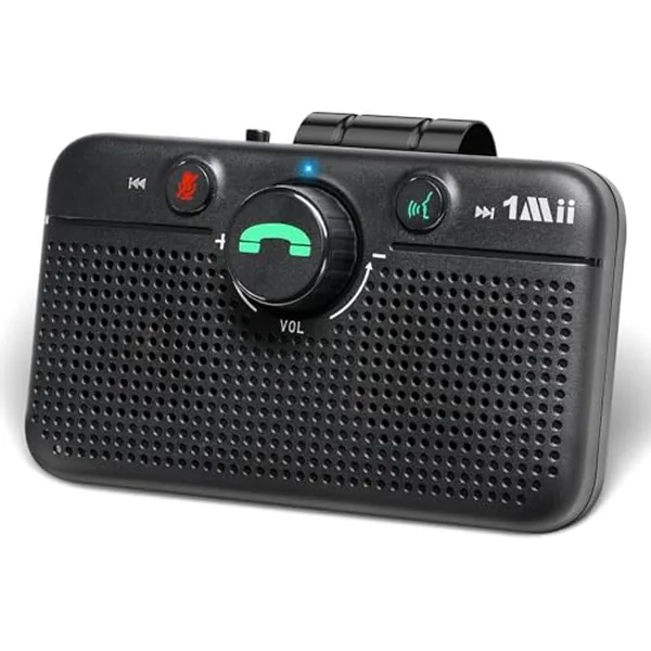 1Mii CarEcho MK02 Bluetooth 6.0 car speakerphone clipped to sun visor
