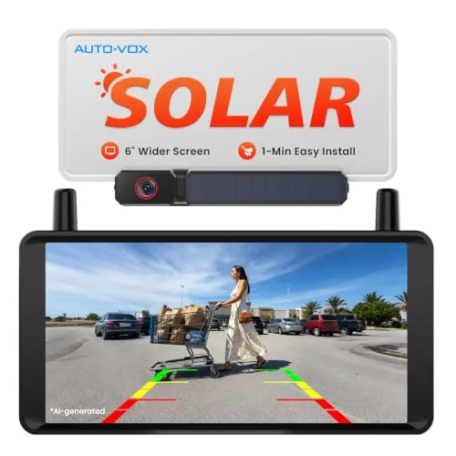 AUTO-VOX 6 inch solar wireless backup camera with magnetic license plate mount AUTO-VOX 6 inch solar wireless backup camera with magnetic license plate mount