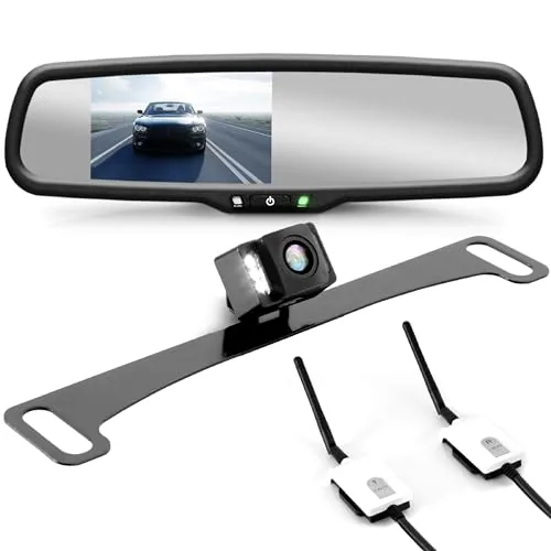Pyle PLCM4590WIR wireless backup rear view camera with 4.3 inch mirror monitor Pyle PLCM4590WIR wireless backup rear view camera with 4.3 inch mirror monitor