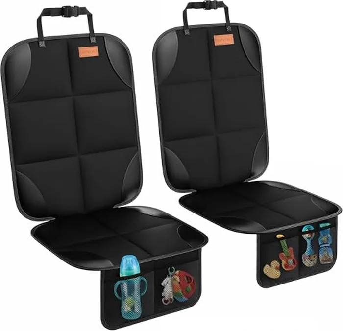 SMART ELF 2-pack car seat protector with thick padding and mesh pockets for baby and pet seats SMART ELF 2-pack car seat protector with thick padding and mesh pockets for baby and pet seats