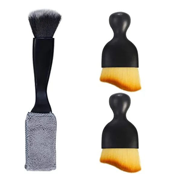 Yungeln 3-piece car interior dust brush set with microfiber-tipped handle