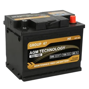 Daakmax Platinum AGM Car Battery, Group 47 H5, 680 CCA