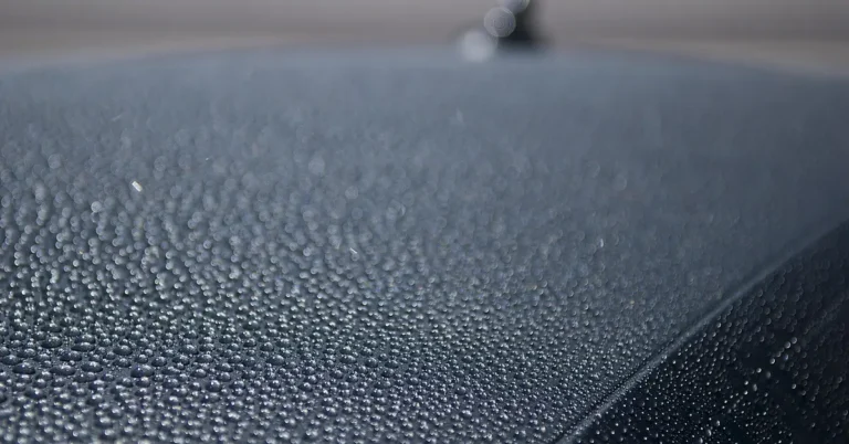 Detailer waxing a car to protect the clear coat finish from peeling