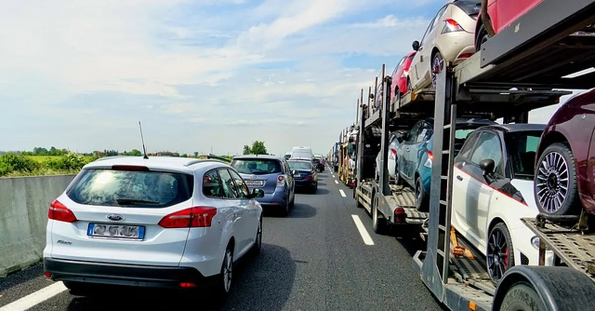 Highway traffic with multiple cars on the road