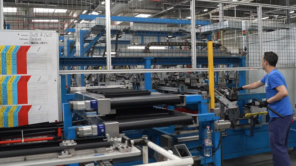Automotive parts production line inside a car manufacturing plant