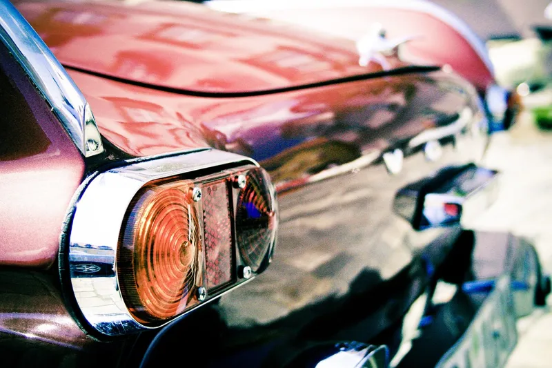 Amber rear lamp on a vintage car