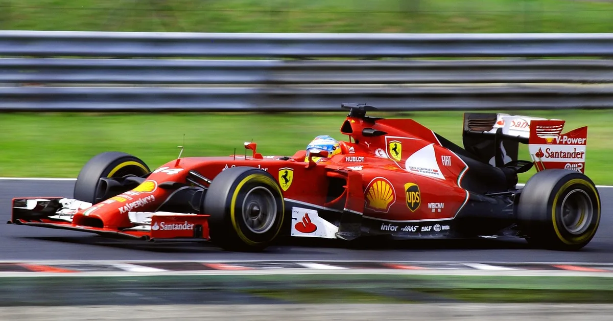 Formula 1 race car on track running on specially regulated racing fuel