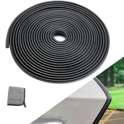 Winunite 16.4ft U-shaped car door edge guard, black, no-glue clip-on install