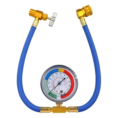 TNAIYH R134A Car AC Refrigerant Charge Hose Kit, Air Conditioning Charge Hose with Gauge & 1/2 Dispensing Valve, Veh