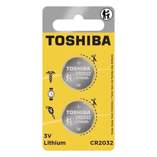 Toshiba CR2032 3V Lithium Coin Cell Child Resistant Blister Package (2 Batteries)