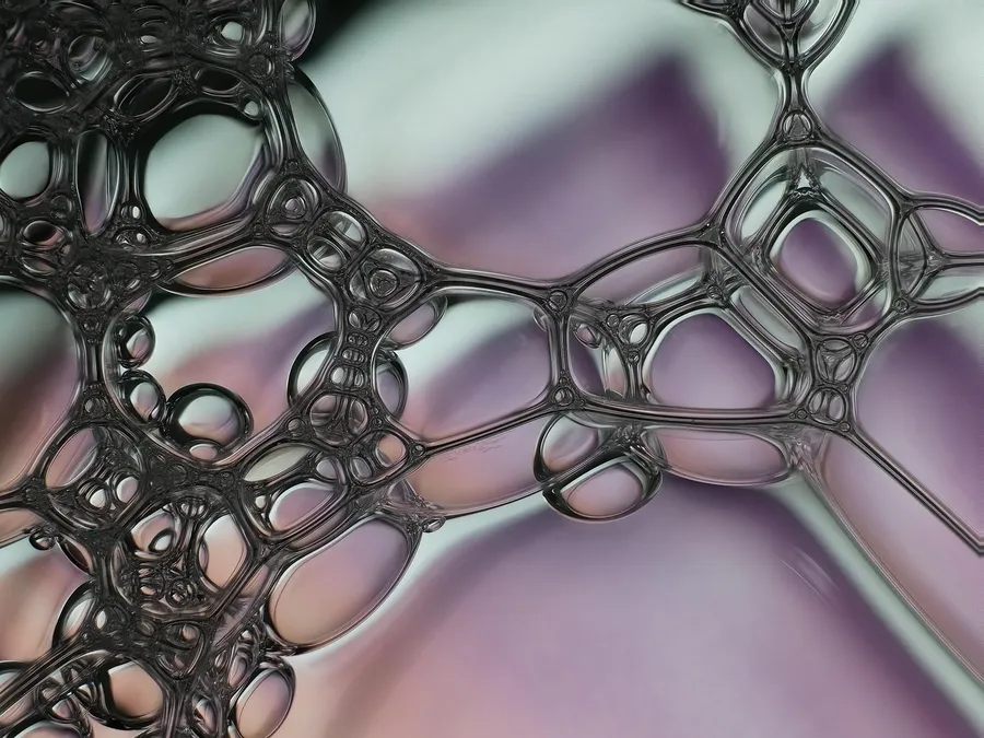 Close-up of soap suds bubbles