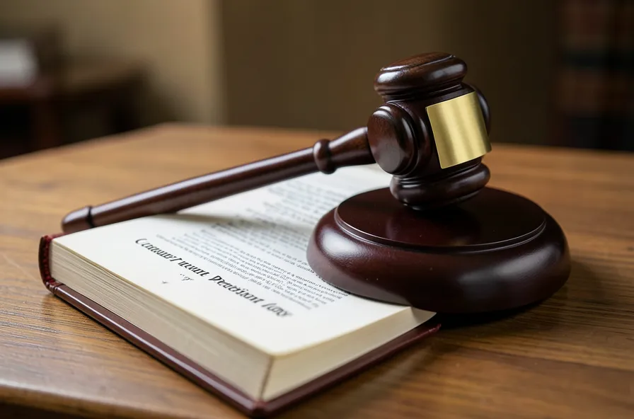 A gavel resting on a consumer protection law book, representing the FDCPA