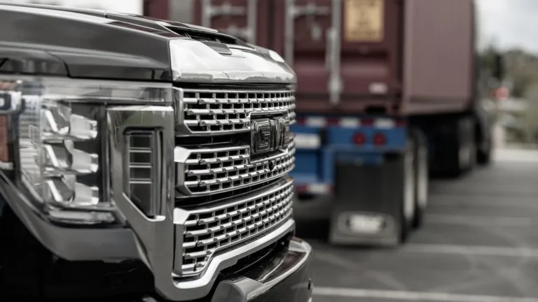 GM-badged GMC truck grille close-up