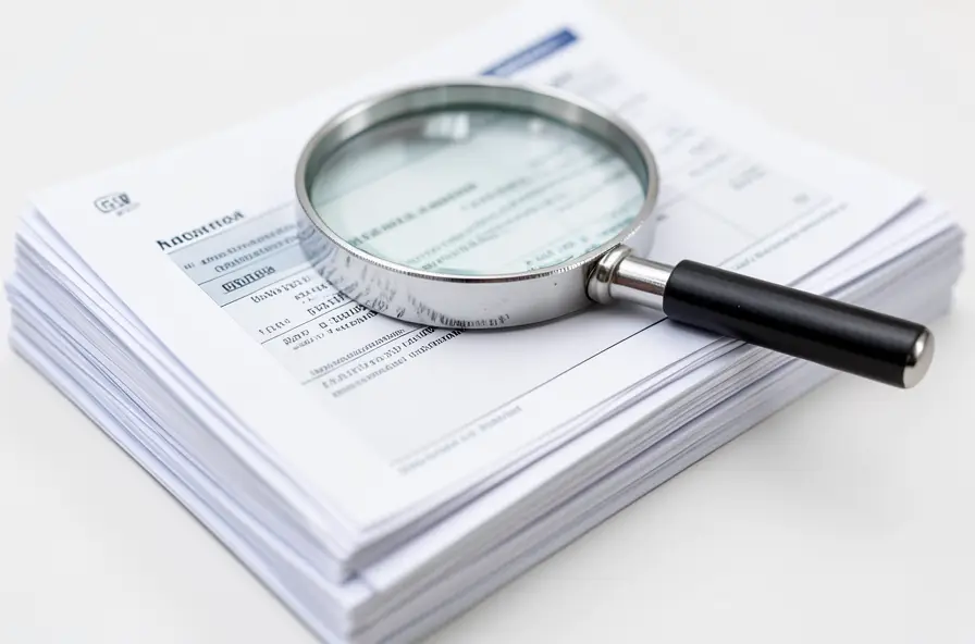 A magnifying glass over insurance policy documents, symbolizing an annual policy review