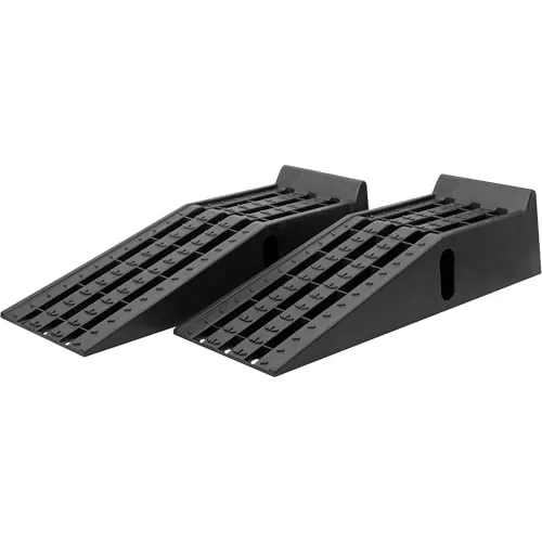 Ironton 12,000-lb GVW poly car ramp set on white background