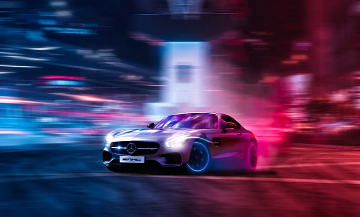 A tuned car at night, evoking the film's nighttime street racing scenes.