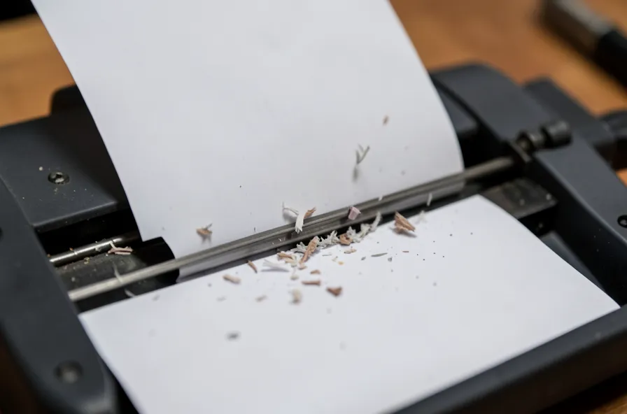 A paper shredder destroying an old insurance document for security