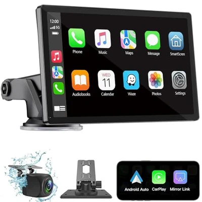 Wireless Apple CarPlay screen for car, 7 inch portable touchscreen