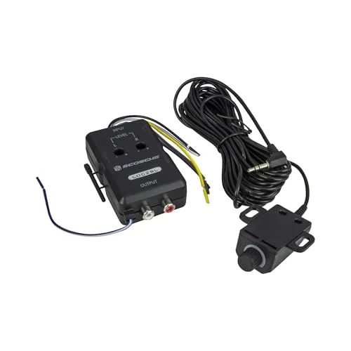 Scosche LOC2SL Line Output Converter with Remote Control Knob - 2CH High/Low RCA Converter Car Audio - Ideal for Subwoofer Amp - Line Level Converter for Car Stereo - Easy Installation - Quality Sound