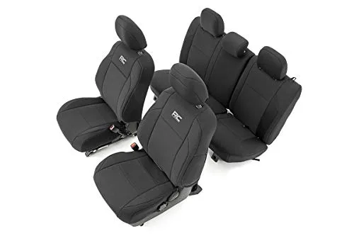 Rough Country Neoprene Seat Covers for Toyota Tacoma (2016-2023) - Waterproof & UV Resistant, Foam Padded, Front & Rear Seat Cover Set