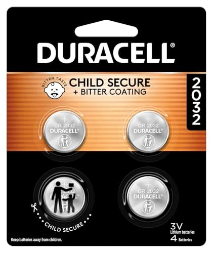 Duracell CR2032 3V lithium coin battery 4-pack for key fobs