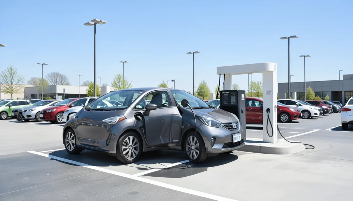 Electric rental car charging at a public charging station