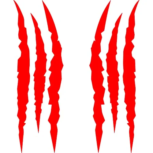 HungMieh 2PCS Claw Mark Car Decal, headlight decal, 15.8 inch monster claw scratch stripe stickers made for Dodge Challenger and Charger, in reflective red