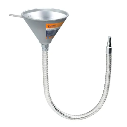 steel bendable spout funnel with filter for automotive fluids