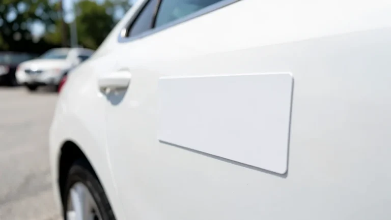 Blank magnetic sign panel attached to a white car door before adding custom magnetic letters